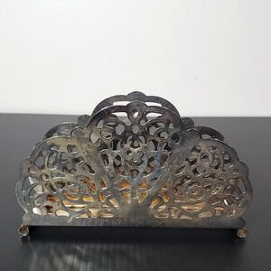 Vintage Elegance EP Steel Decorative Napkin Holder / Letter Holder Ornate USA